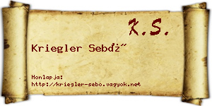 Kriegler Sebő névjegykártya